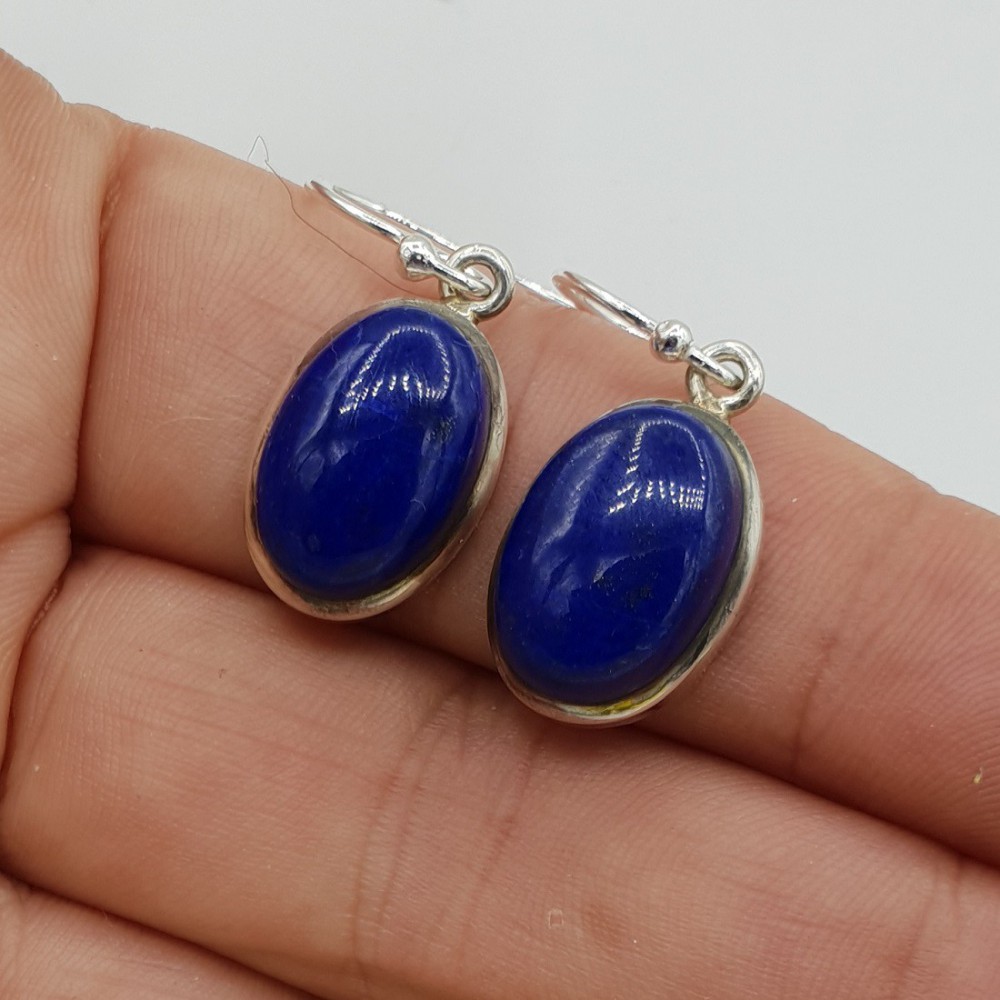 925 Sterling silver earrings with oval lapis lazuli