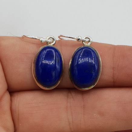 925 Sterling silver earrings with oval lapis lazuli