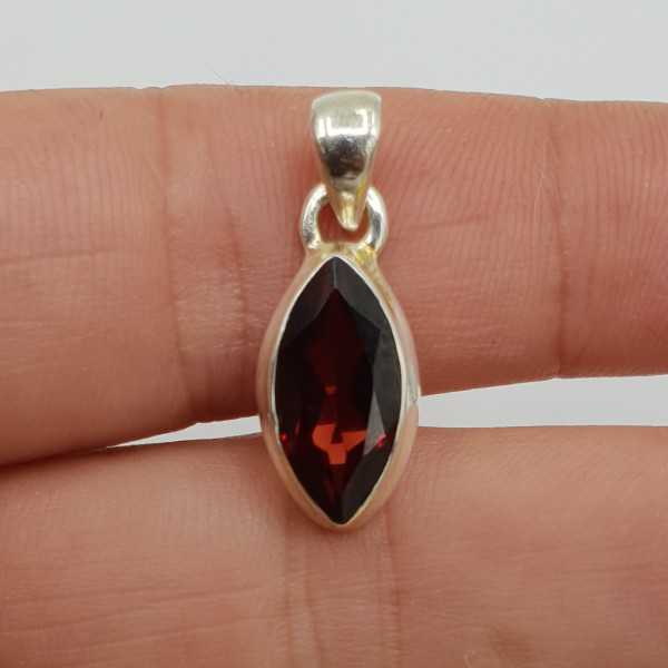 925 Sterling silver heart pendant with marquise Garnet and