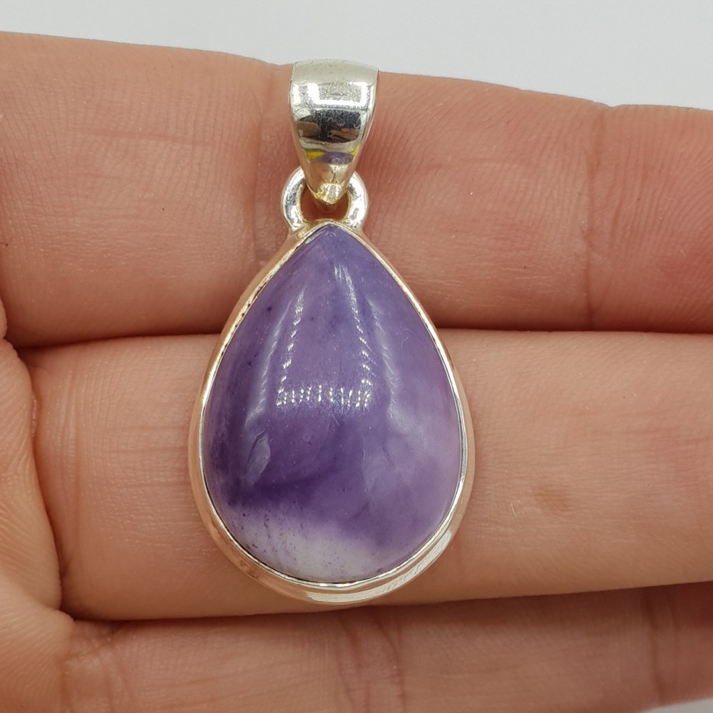 925 Sterling silver pendant drop -shaped bertrandite