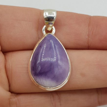 925 Sterling silver pendant drop -shaped bertrandite