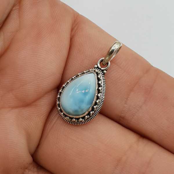 925 Sterling zilveren hanger kleine druppelvormige Larimar