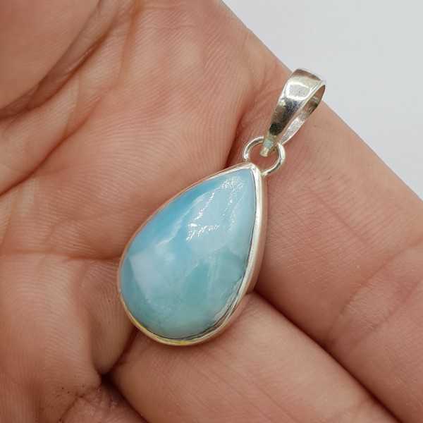 925 Sterling zilveren hanger met druppelvormige Larimar