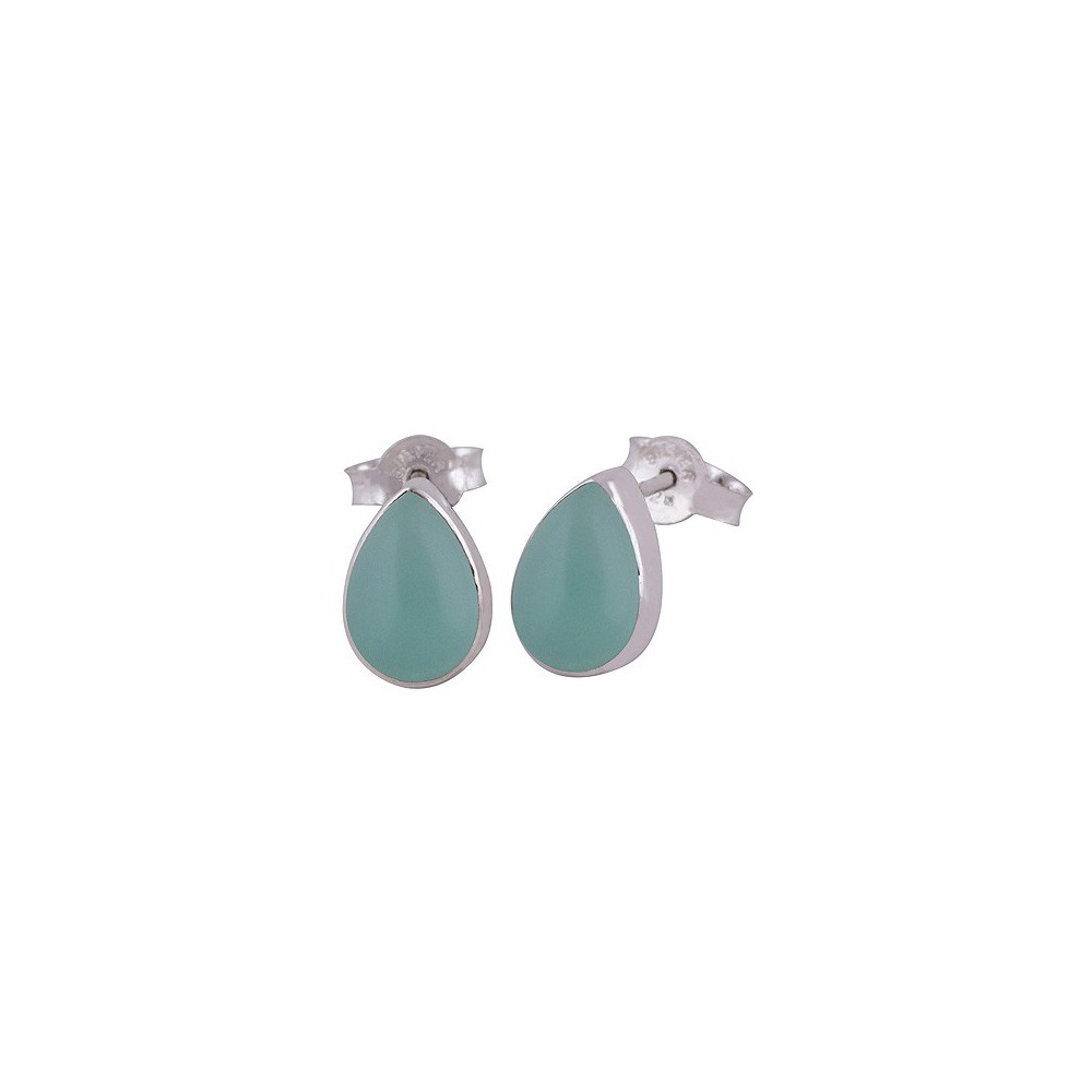 Silberohr -Knospen mit Drop -Fell -Aqua Chalcedone