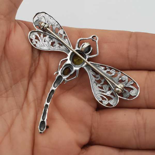 925 Sterling zilveren libelle hanger met Peridot