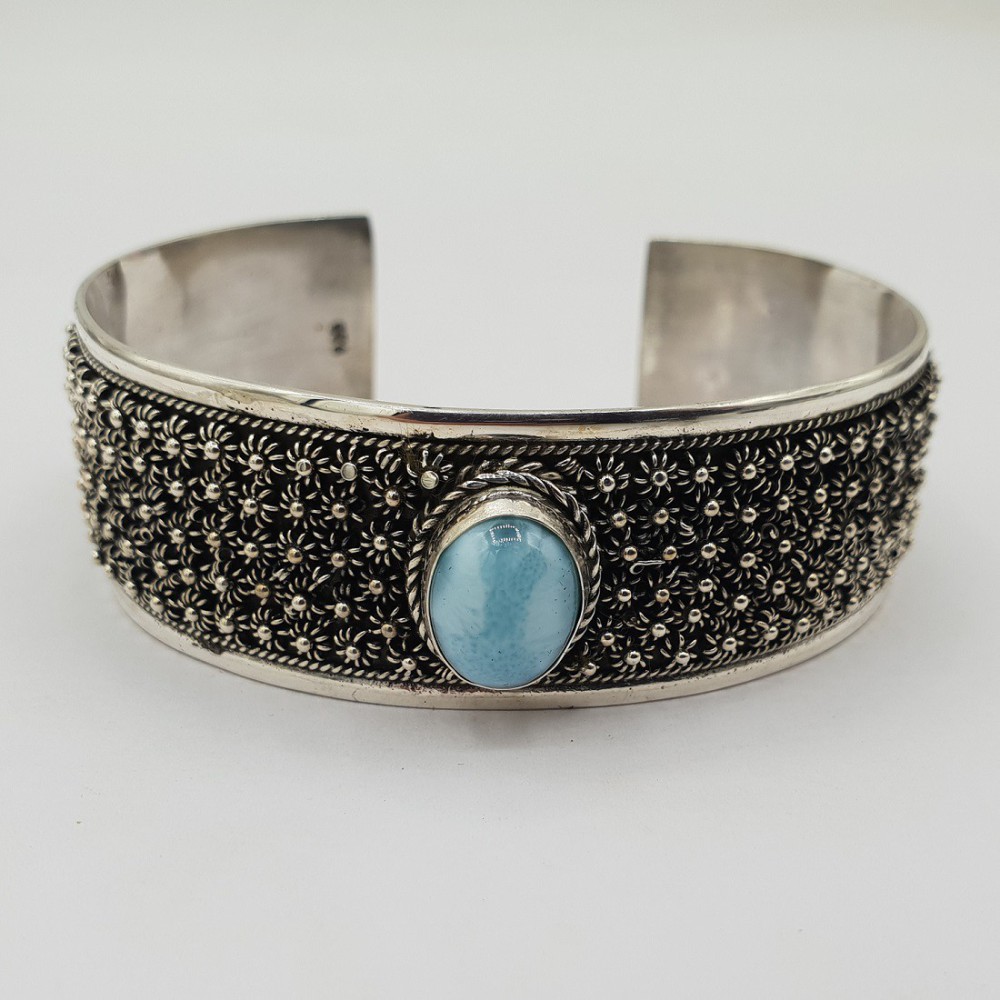 925 Sterling Silber Armreif Ovale Larimar