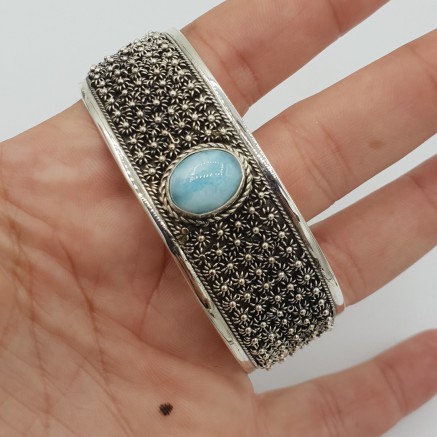 925 Sterling Silber Armreif Ovale Larimar