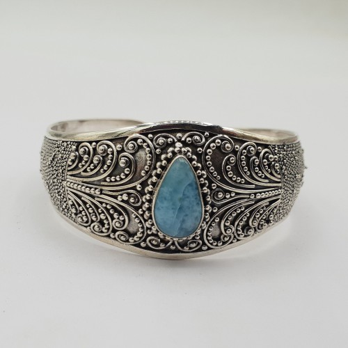 925 Sterling Zilveren Bangle with drop -shaped Larimar