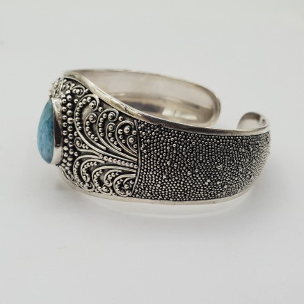 925 Sterling Zilveren Bangle with drop -shaped Larimar