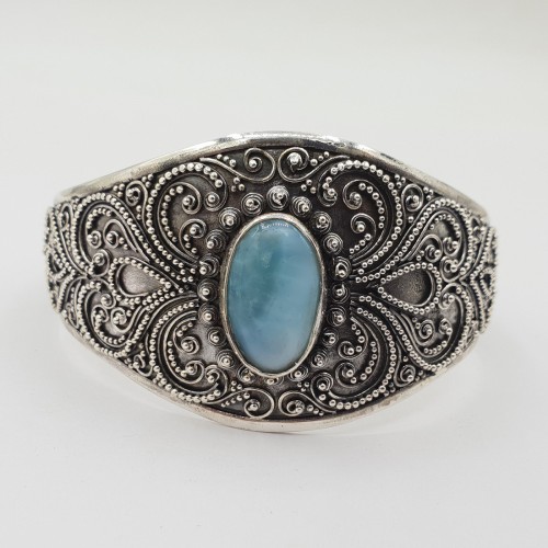 925 Sterling Zilveren Bangle with oval Larimar