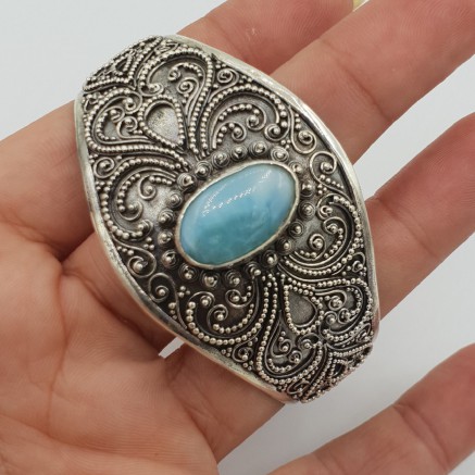 925 Sterling Zilveren Armreif mit ovalem Larimar