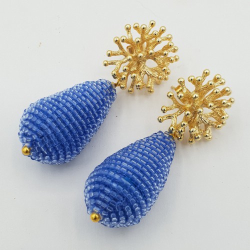 Gilded earrings with a drop...