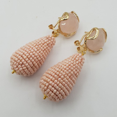 Gilded earrings rose quartz...