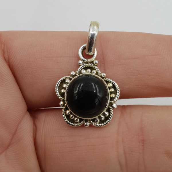 925 Sterling zilveren hanger ronde zwarte Onyx