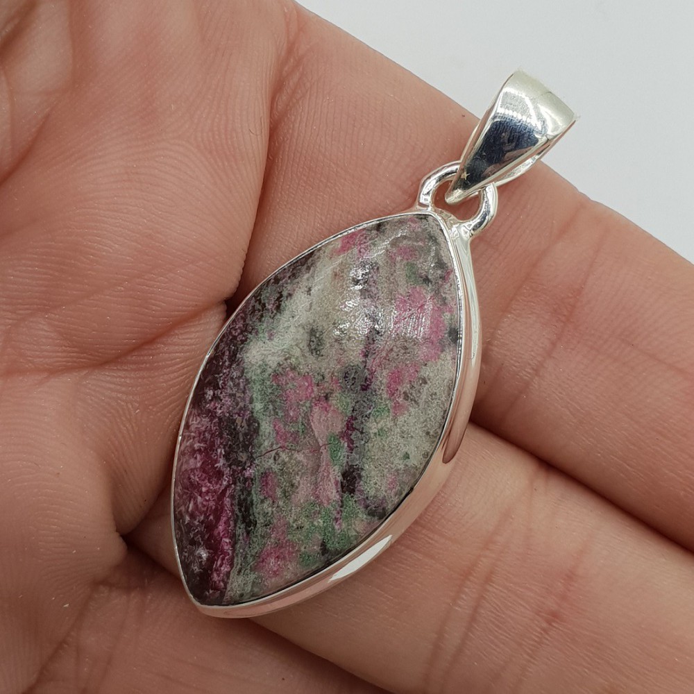 925 Sterling Silber Anhänger Marquise Pink Cobalt Calciet