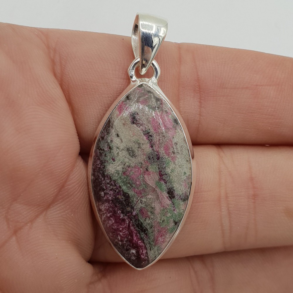 925 Sterling Silber Anhänger Marquise Pink Cobalt Calciet