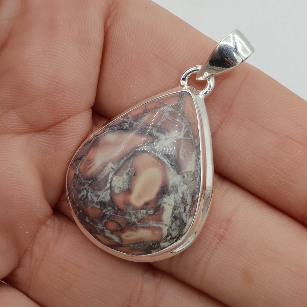 925 Sterling Silver Pendant with Porcelain Jasper