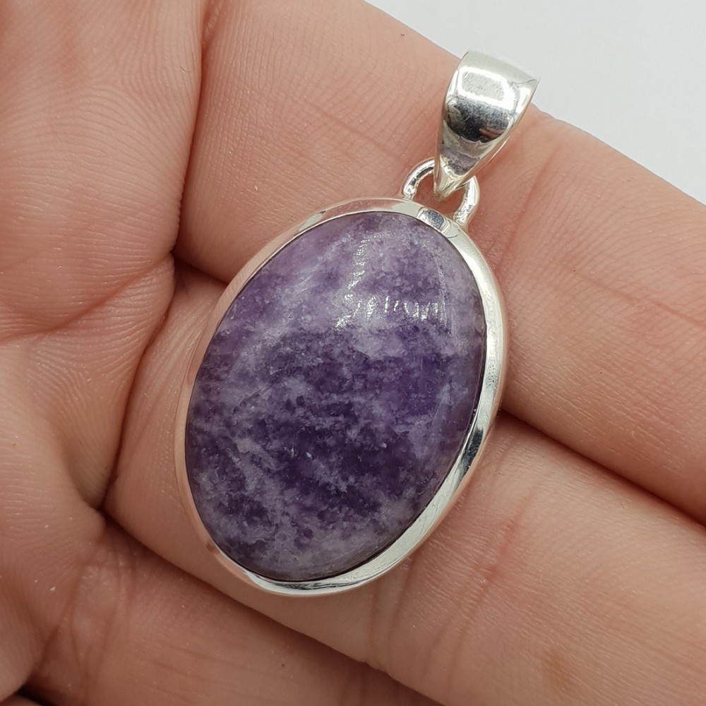 925 Sterling silver pendant set with lepidolite