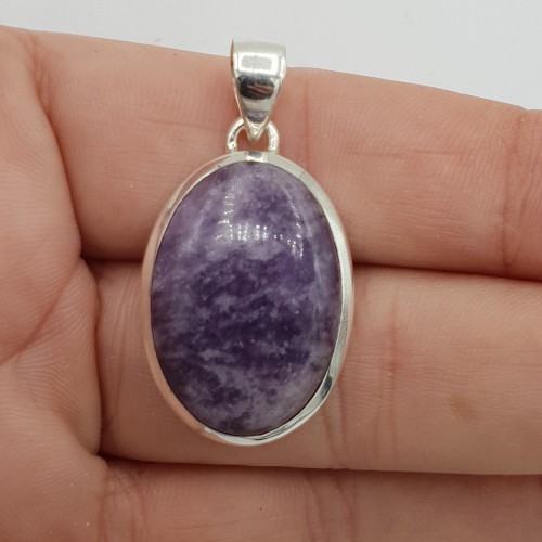 925 Sterling silver pendant set with lepidolite