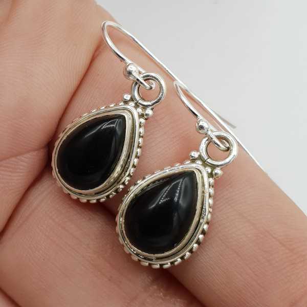 925 Sterling zilveren oorbellen zwarte Onyx