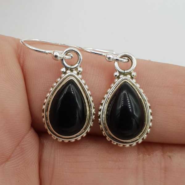 925 Sterling zilveren oorbellen zwarte Onyx