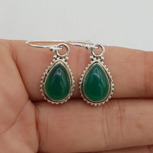 925 Sterling silver earrings Green Onyx