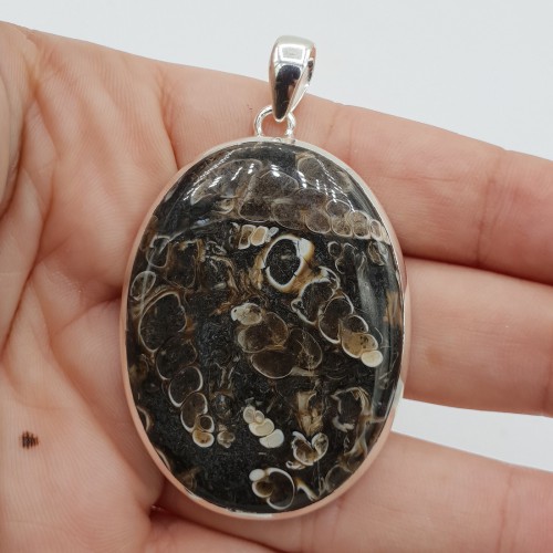 925 Sterling Silver Pendant Ovale Turitella Agate