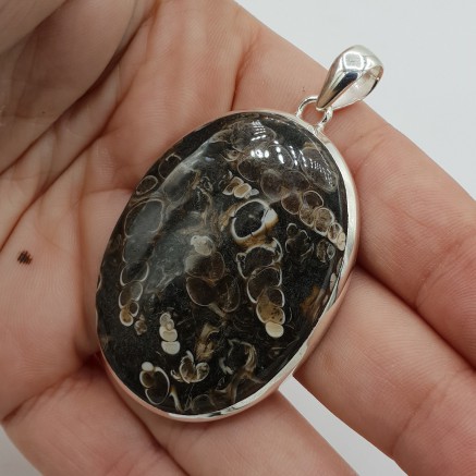 925 Sterling Silver Pendant Ovale Turitella Agate