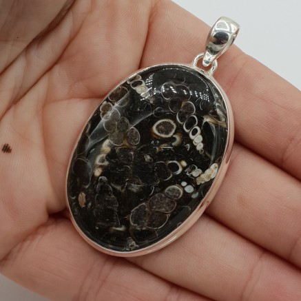 925 Sterling Silver Pendant with Ovale Turitella Agate