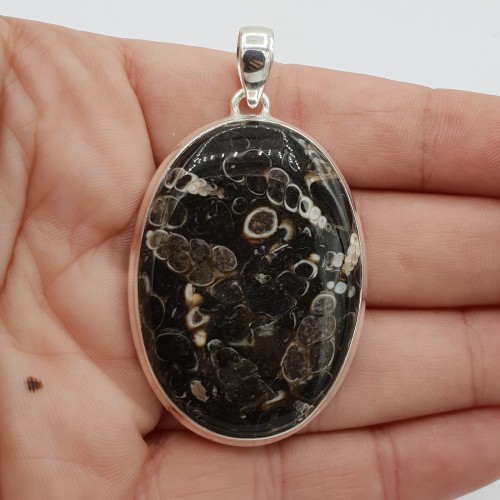 925 Sterling Silver Pendant with Ovale Turitella Agate