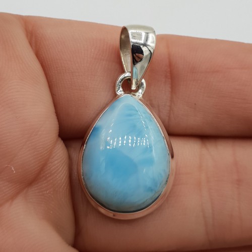 925 Sterling silver pendant wide drop -shaped Larimar