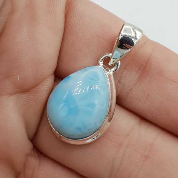 925 Sterling zilveren hanger brede druppelvormige Larimar