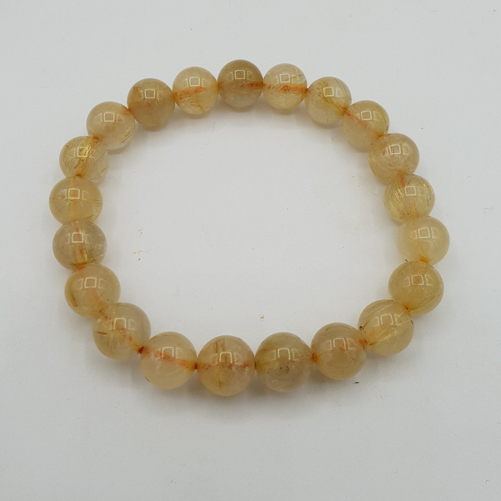 Stretch bracelet with gold rutile quartz