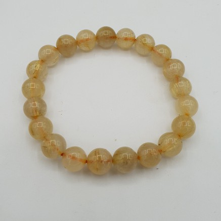 Stretch bracelet with gold rutile quartz