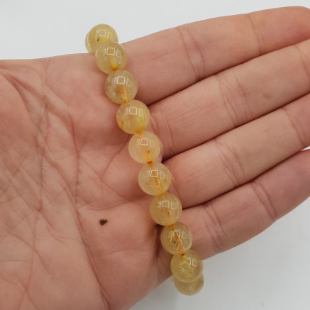 Stretch bracelet with gold rutile quartz