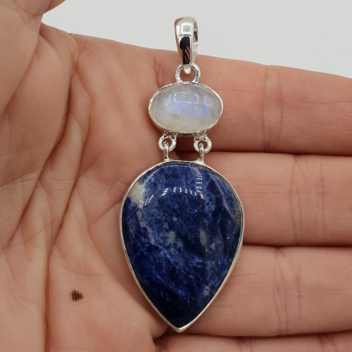 925 Sterling silver pendant sodalite and moonstone