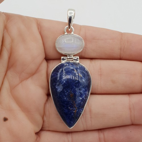 925 Sterling silver pendant with sodalite and moonstone