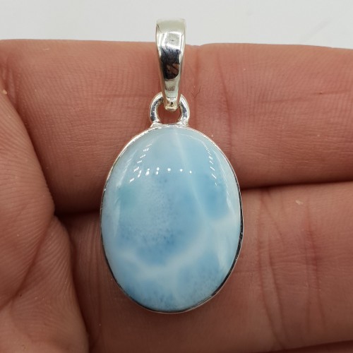 925 Sterling Silver Pendant with Oval Larimar