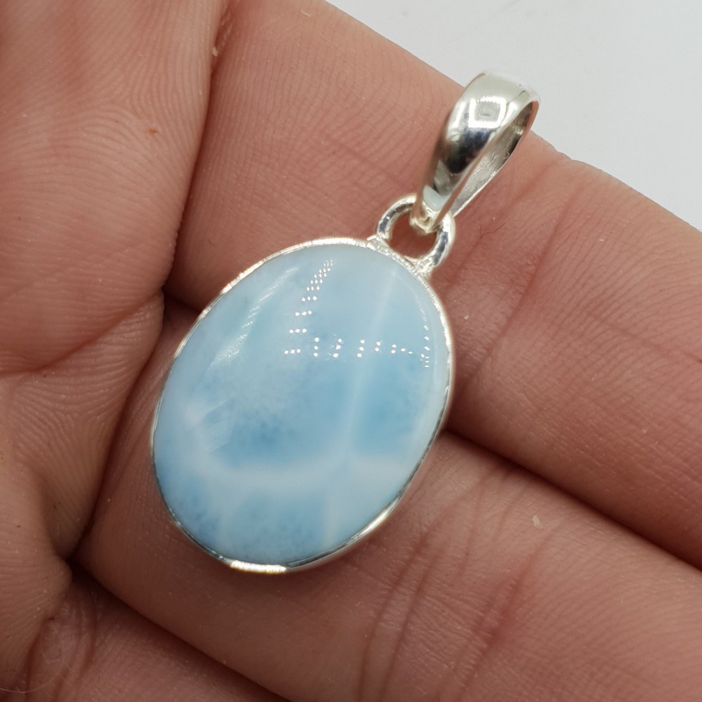 925 Sterlingsilberanhänger mit ovalem Larimar