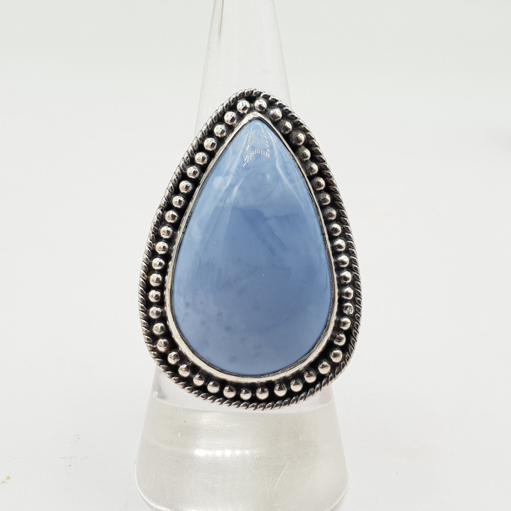 925 sterling silver ring set with blue opal 17 mm