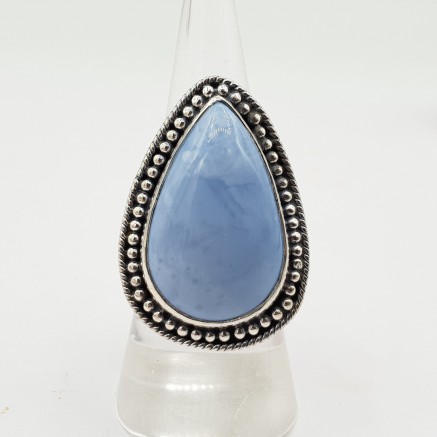 925 sterling silver ring set with blue opal 17 mm