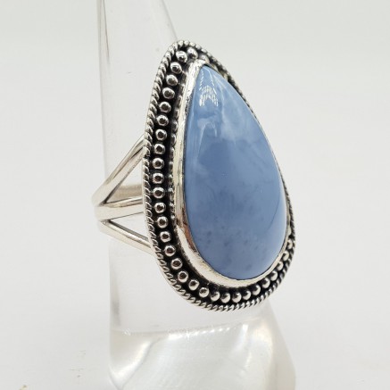 925 sterling silver ring set with blue opal 17 mm