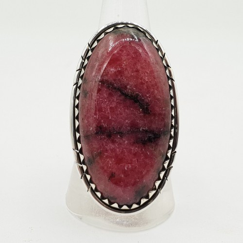 925 Sterling Zilveren Ring with Rhodonite 18 mm