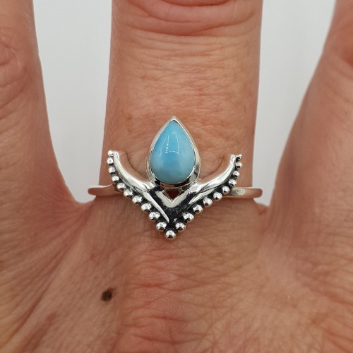 925 Sterlingsilberring mit abfallhaltigem Larimar