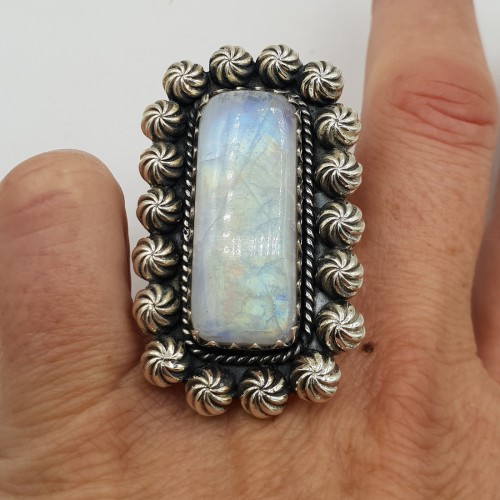 925 Sterling silver ring with rectangular moonstone 17 mm