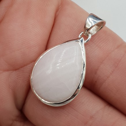 925 Sterling silver pendant drop -shaped pink aragonite