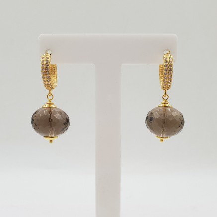 Gilded earrings smokey topaz