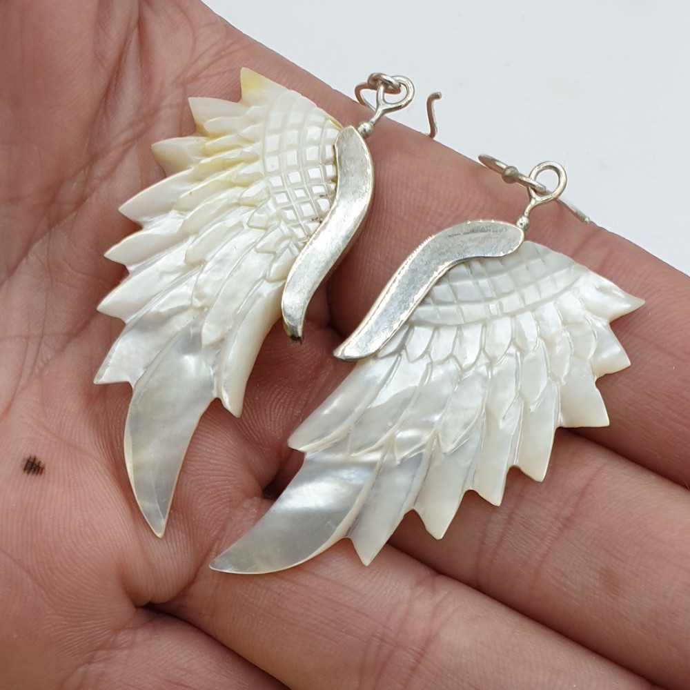 925 Sterling silver earrings with mother -of -pearl wing