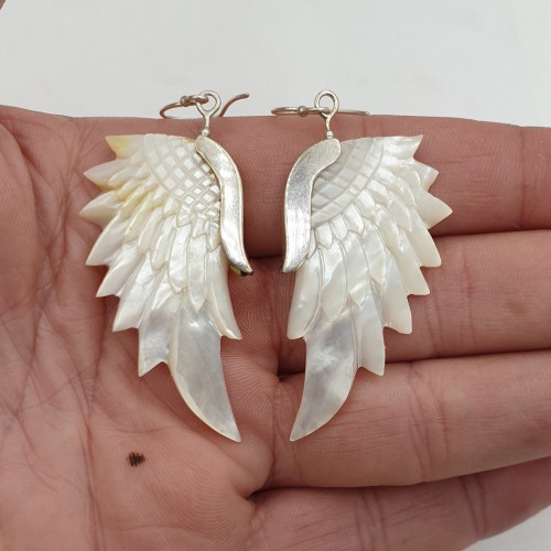 925 Sterling silver earrings with mother -of -pearl wing