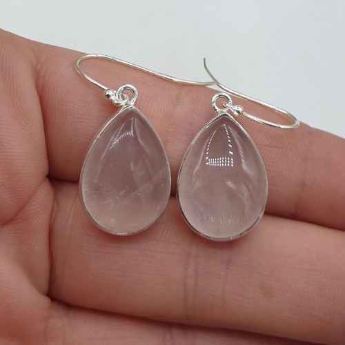 925 Sterling silver earrings drop -shaped rose quartz